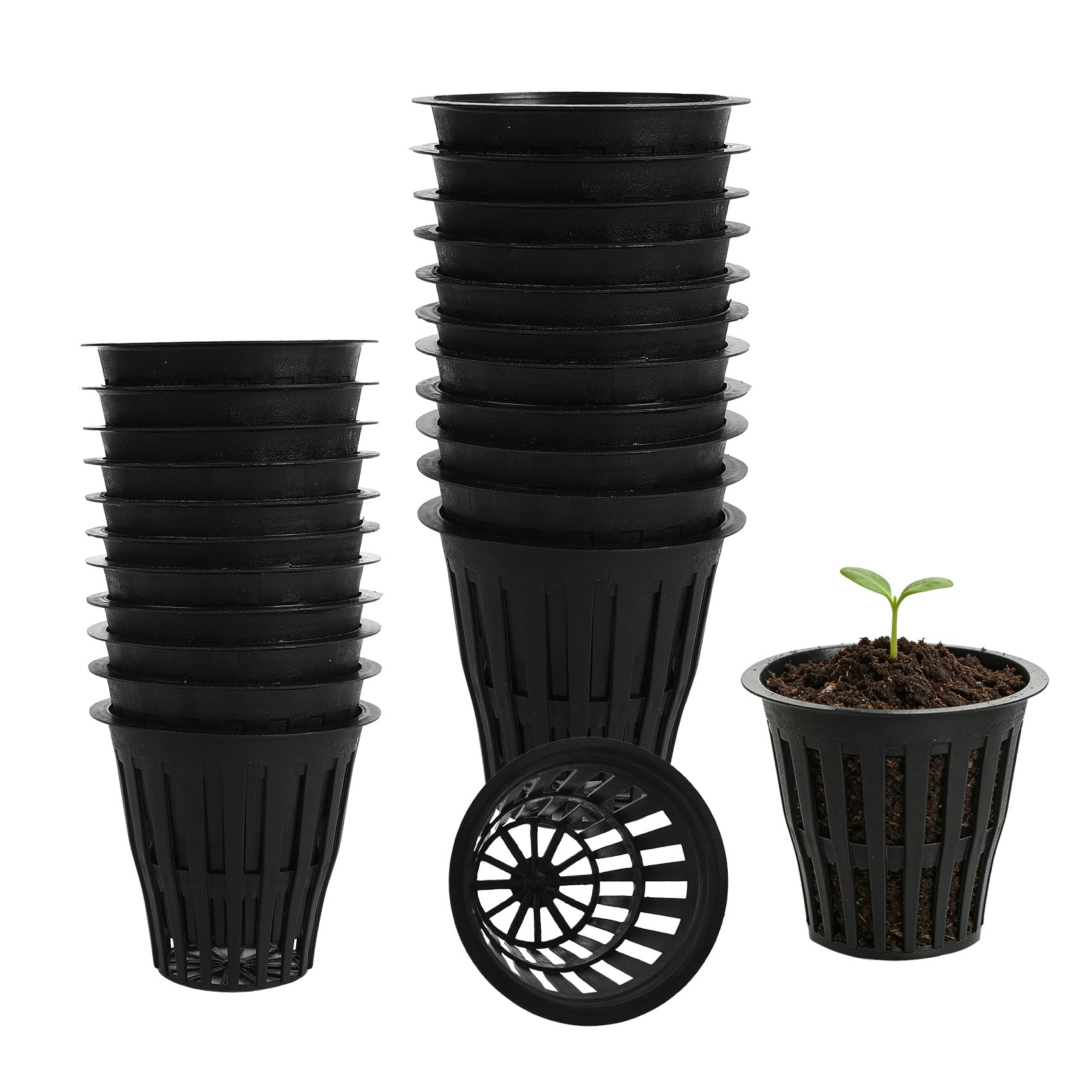 Wkjeneare 60 Pack Plastic Hydroponics Cups,Garden Slotted Mesh Net Cups,Net Cup Pots,Wide-Rimmed Netted Baskets For Vegetable Growing,Indoor Or Outdoor And Hydroponics Gardens