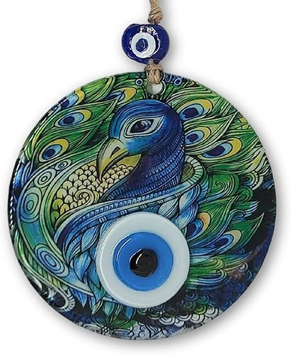 Miniatura 1 de Fusion Peacock Design - Decoración de cristal para colgar en la pared de 4.7 pulgadas, hecha a mano, protección del hogar, amuleto de buena suerte,