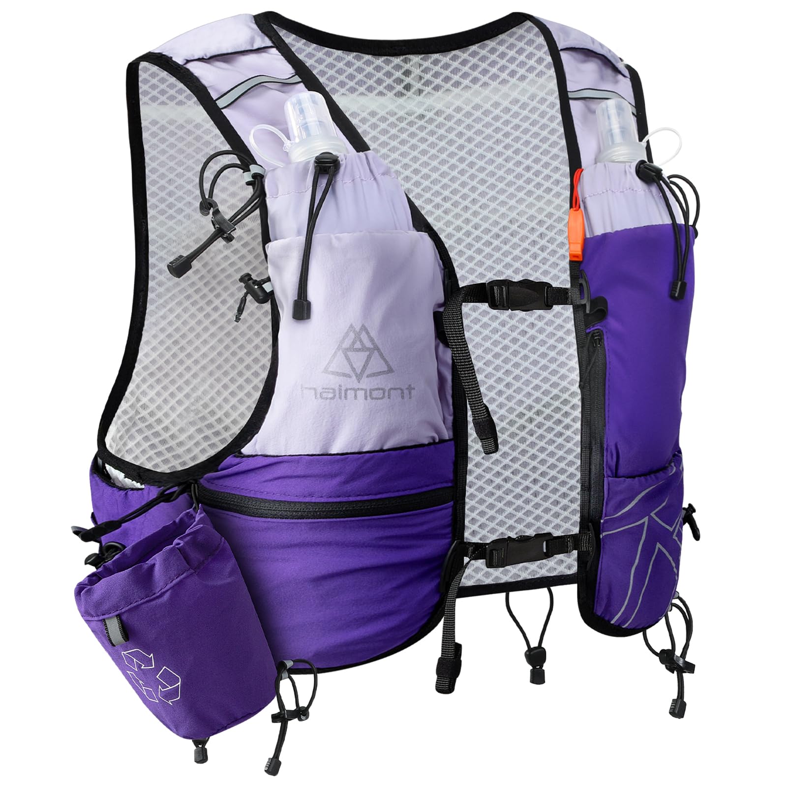 Haimont Hydration Running Vest with Water Bottles for Women Men, Adjustable Lightweight 8L Water Backpack with Soft Flasks for Trail Running