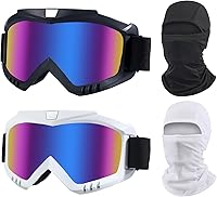 Vista 21 de Gafas de motocross para motocross, paquete de 2 gafas de motocross con protección solar y UV, pasamontañas, cubierta completa para jóvenes