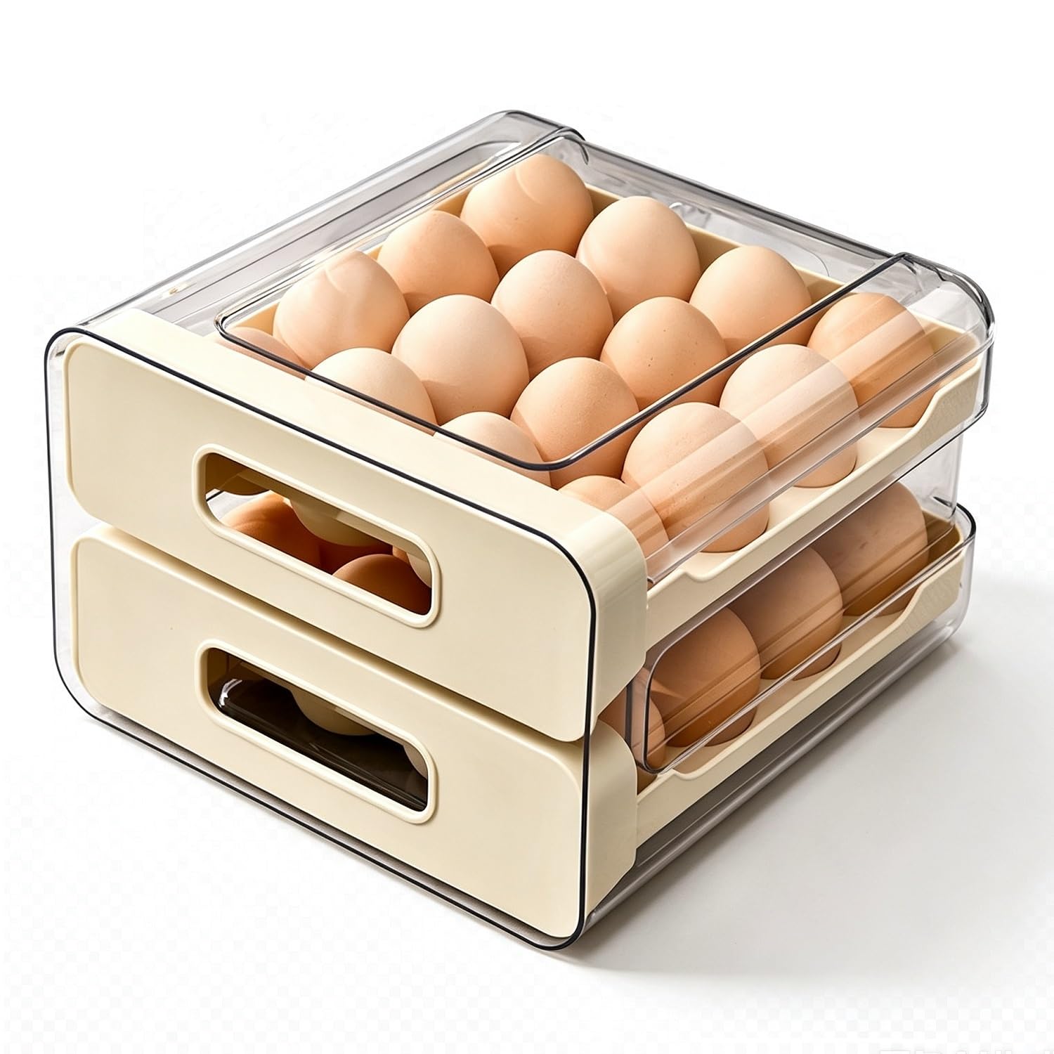 EdirFtra 32-Egg Drawer Storage Box - Stackable Clear Fridge Organizer