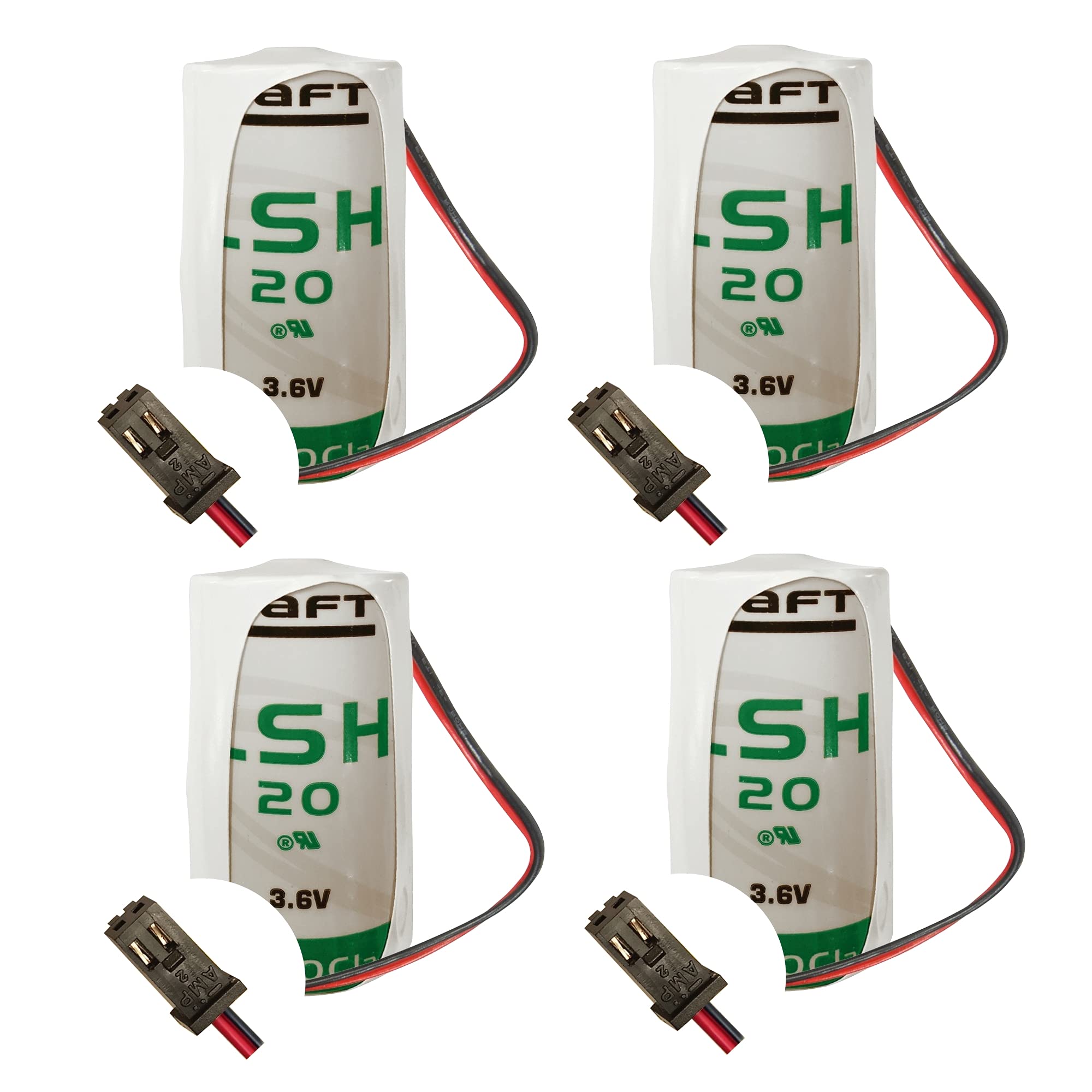 Maxxistore - Saft 4 batterie litio Antifurto Allarme Elkron Bat80009-3,6 V 13AH - LSH20 - ER34615M - Connettore AMP MODU II 280358-0