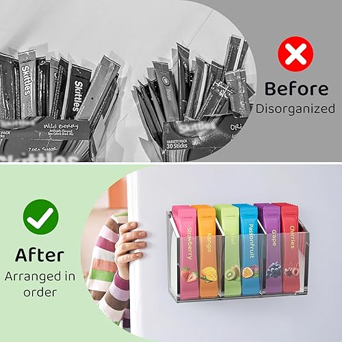 Miniatura 3 de Organizador de paquetes de bebidas, organizador magnético de paquetes de agua para refrigerador, contenedor acrílico premium para mezclas de bebidas