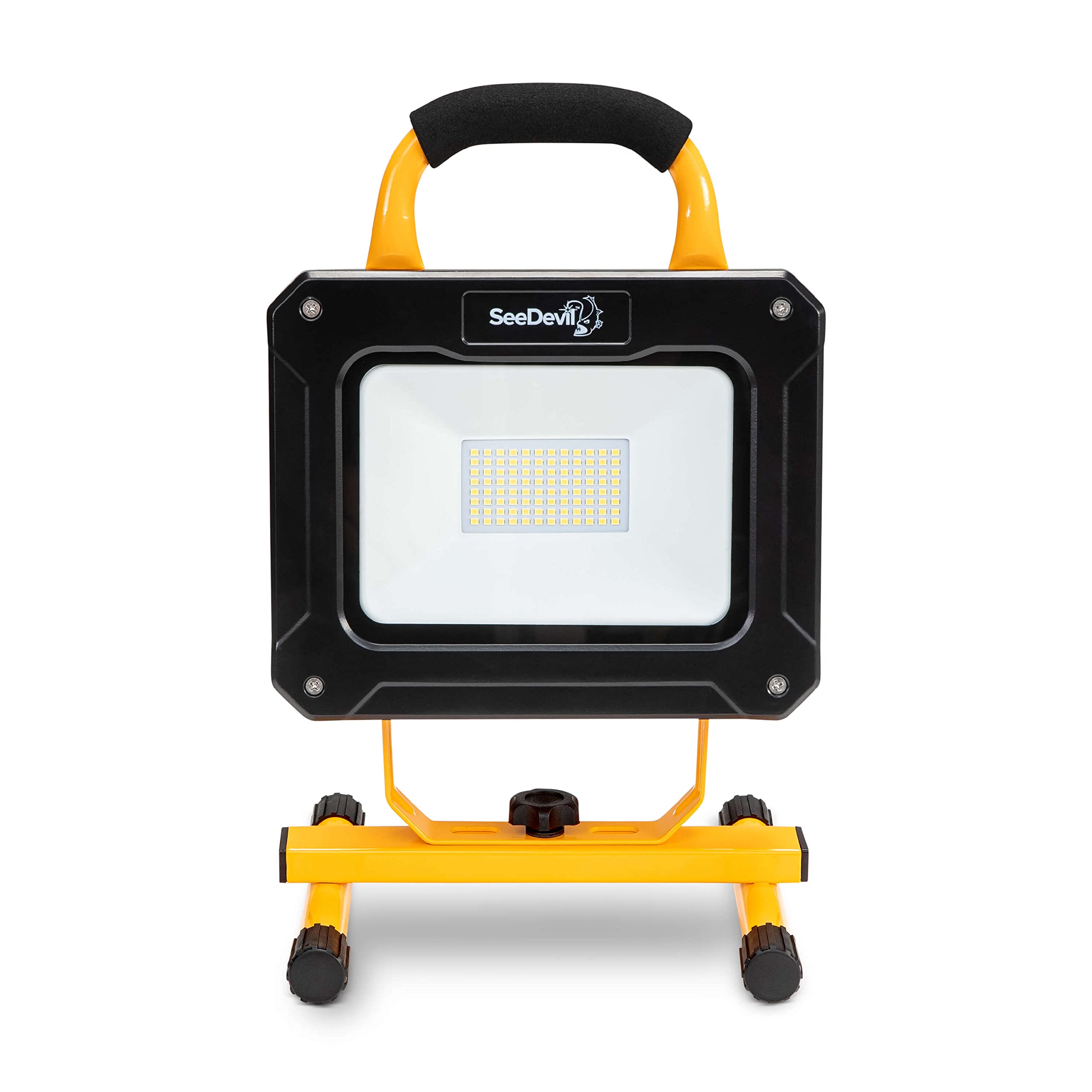 SeeDevil Rechargeable 5,000 Lumen LED Work Light, 50 Watt, Portable Flood Light, Easy To Use, Light Weight, Best For Contractors, Job Sites, BBQ, Corn Hole