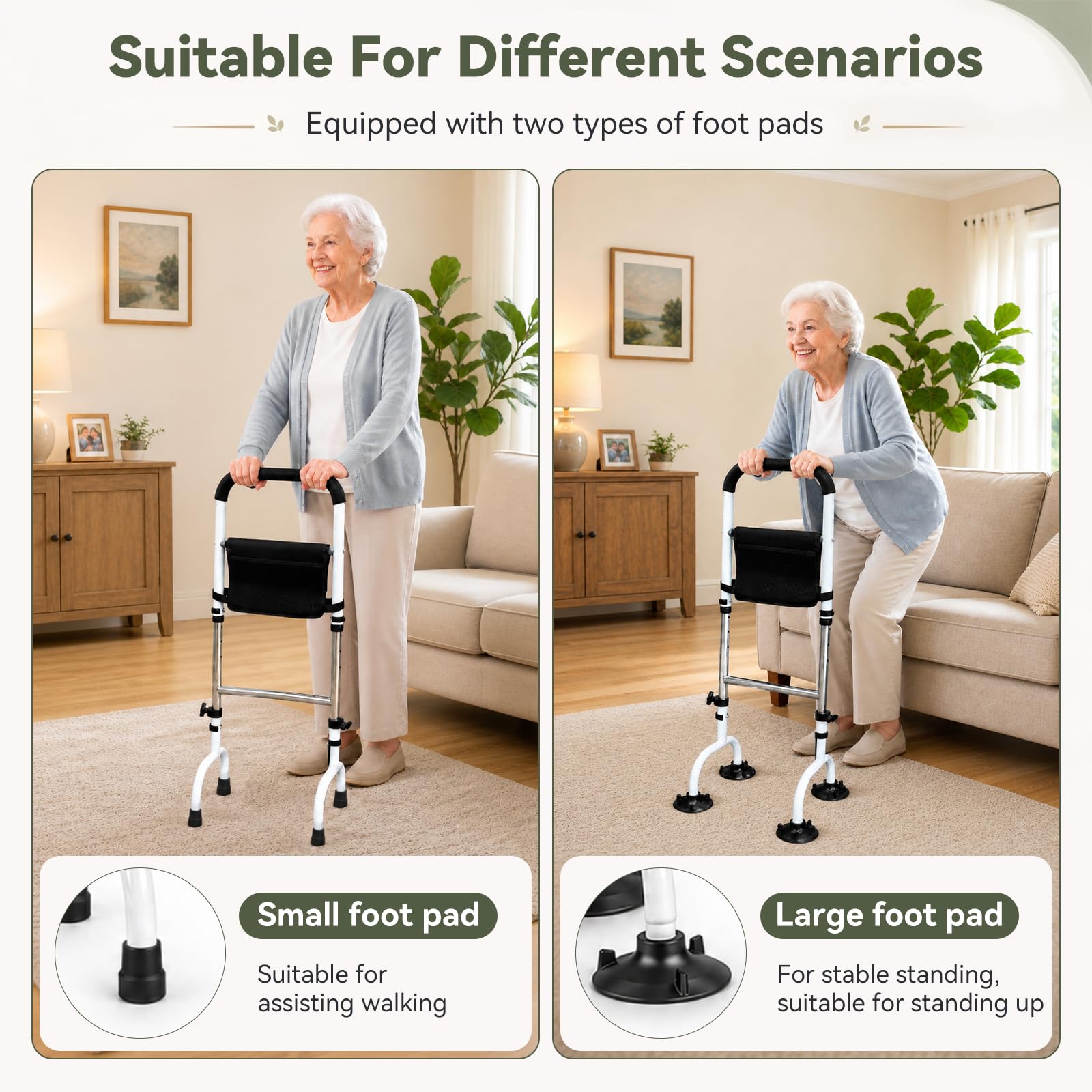 Ayuda para levantarse con iluminación LED para personas mayores, altura ajustable, ayuda de pie para cama, sofá, inodoro, andador con pies antideslizantes y bolsa de almacenamiento, soporta hasta 136