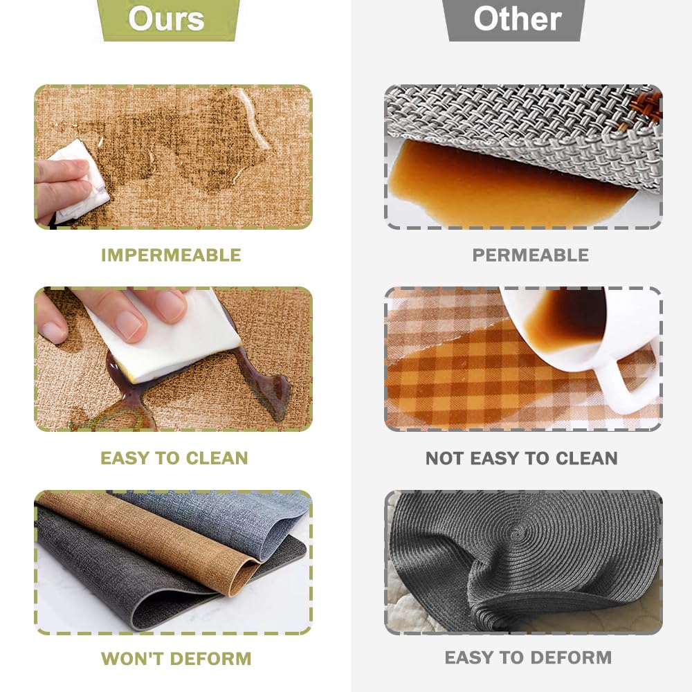 YUNJUER Leather Placemats and Coasters Set, Heat-Resistant 212°F, Non-Slip and Waterproof - Image 4