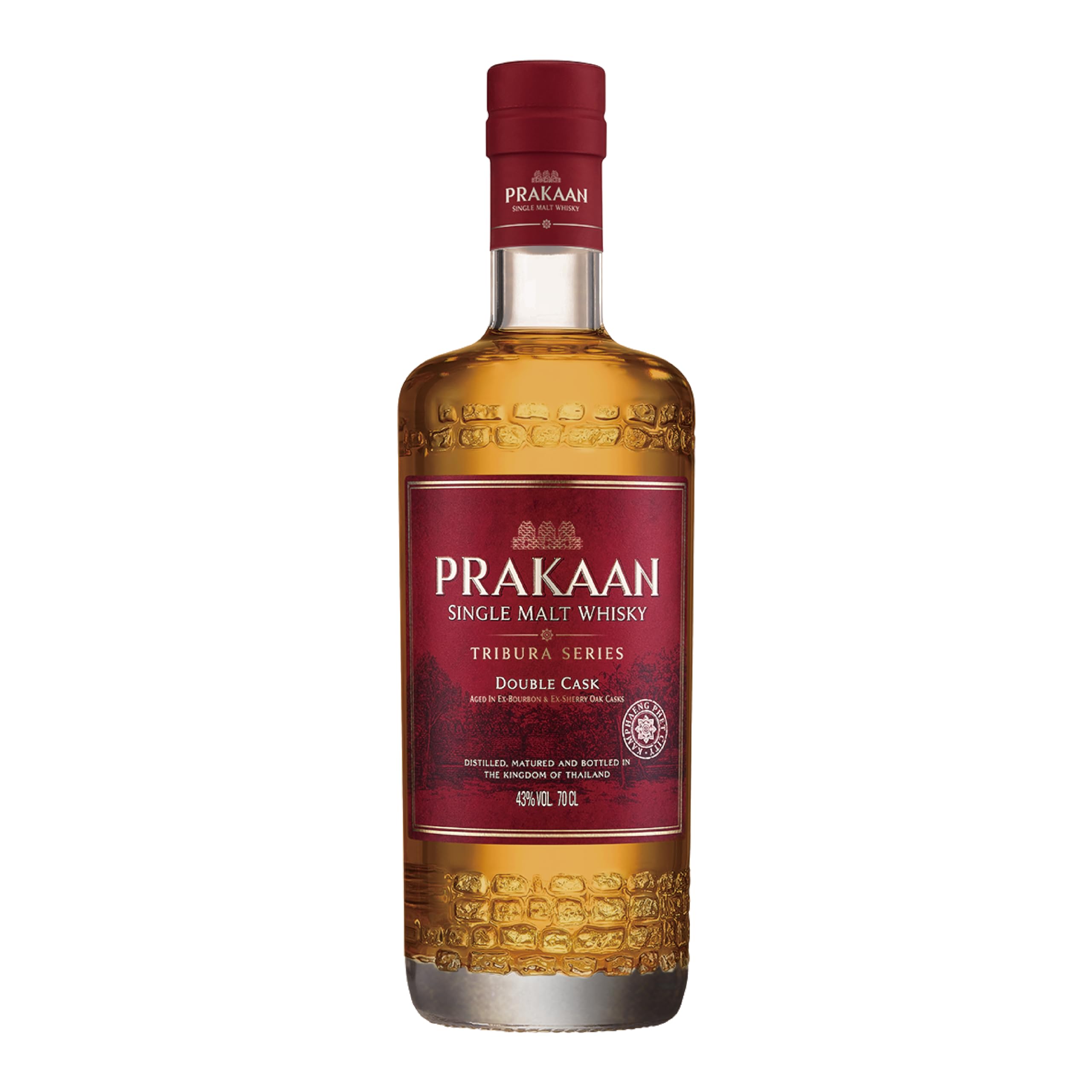Prakaan Double Cask Single Malt Thai Whisky, 70cl, 43% ABV, Tribura Series, Aged in American Oak Ex-bourbon and Spanish Oak Ex-sherry Casks, Full Bodied and Smooth