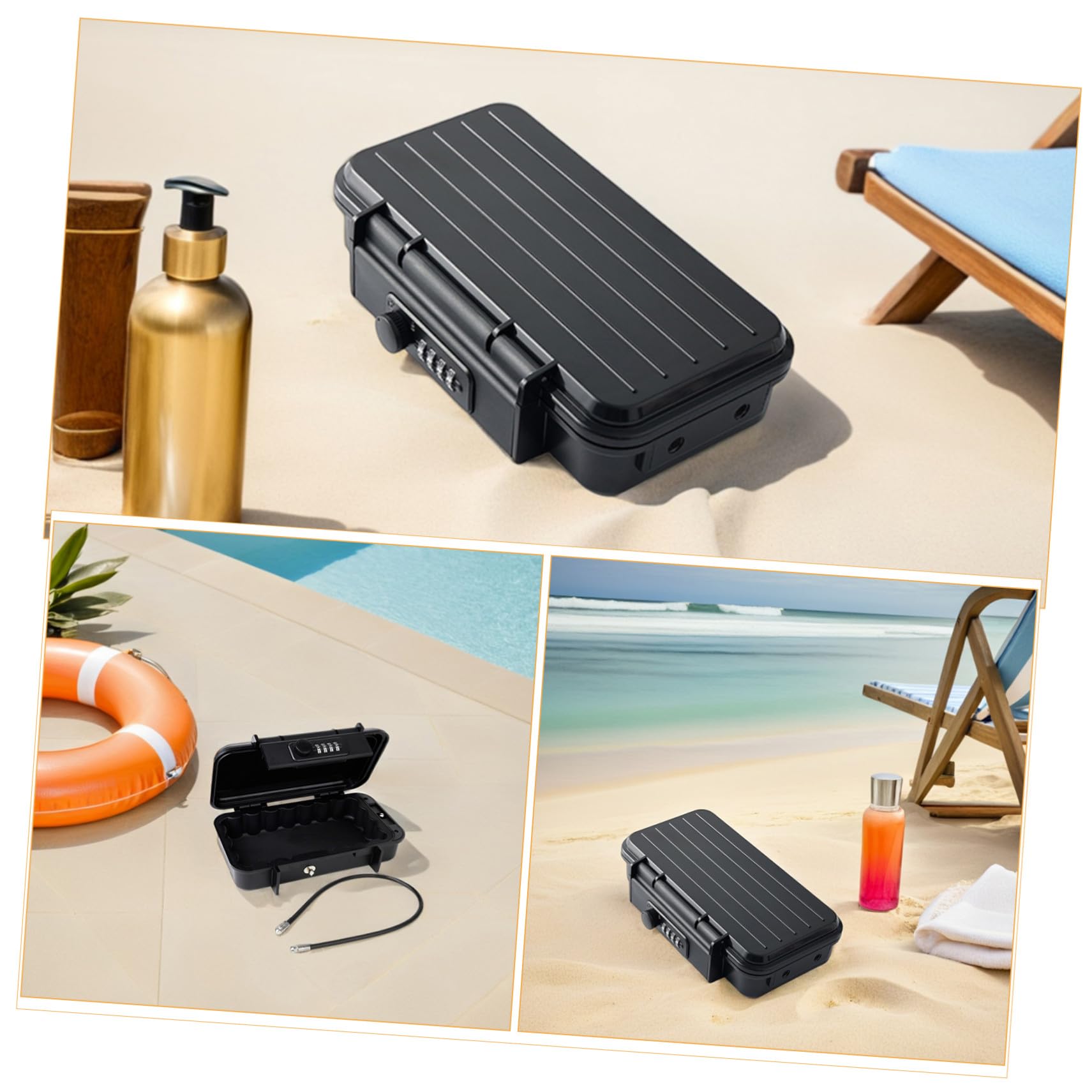 Coffre-fort Portable Noir pour Voyages et Plage Câble Acier Détachable