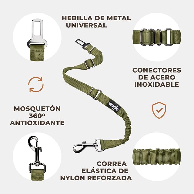 Foto 5 de 6 de WUGLO Cinturón de Coche para Perros - Longitud Ajustable de 30 a 95 cm