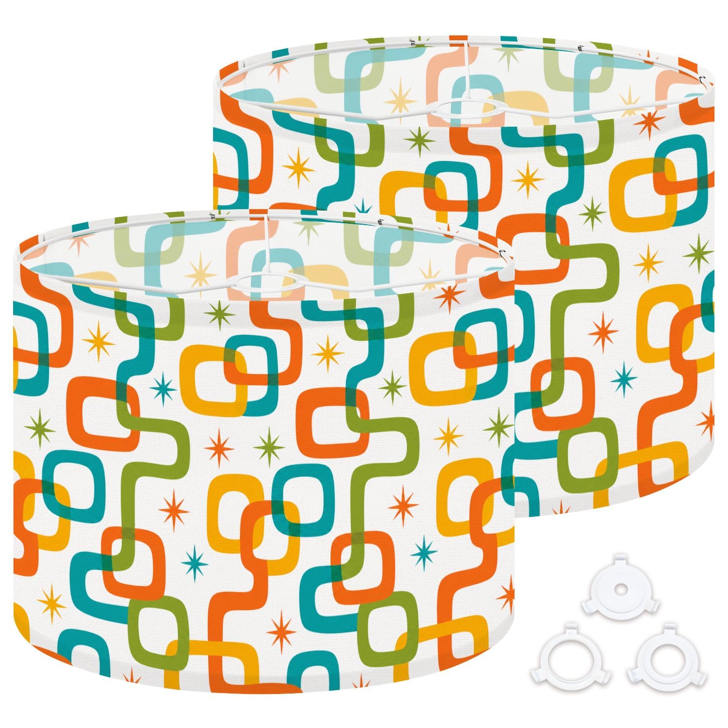 Deruinvaio Multi6 Drum Lamp Shades Retro Geometric Colorful 13"X13"X10" Medium Lampshade Diy Replacement Lamp Shade For Table Lamps Floor Lamps Required Assembly