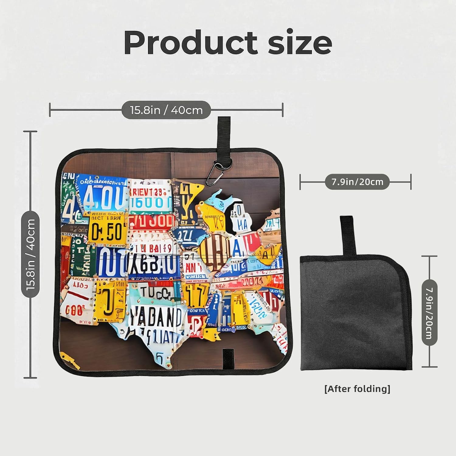 (License Plate Map) Sitting Pad Foldable Seat Cushion Lightweight Camping Seat Mat with Hook for Outdoor Hiking Picnic Camping