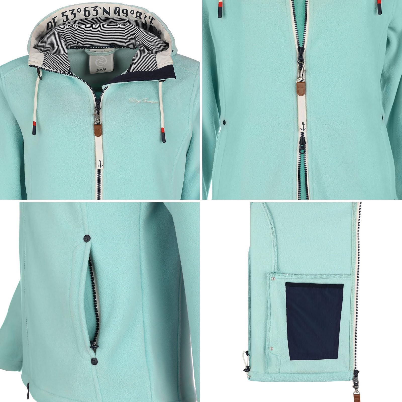 Dry Fashion Damen Fleecejacke Norden - Kapuzenjacke Navy, Größe 36