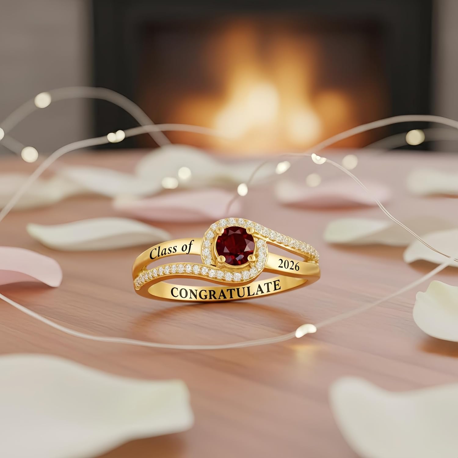 Class Rings for Women High School and College Graduates, 925 Sterling Silver Graduation Ring Personalized, High School Rings for Women 2026, Birthstone Women's Class Ring