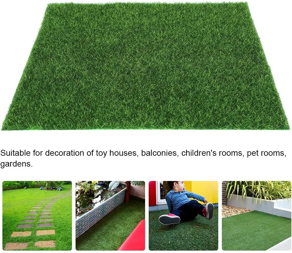 5Pcs Square Artificial Grass Turf, Garden Simulated Lawn, 30x30cm DIY Mini Landscape Decoration with Vivid Green Color for Balcony Toy House Pet Room Kids Play Area