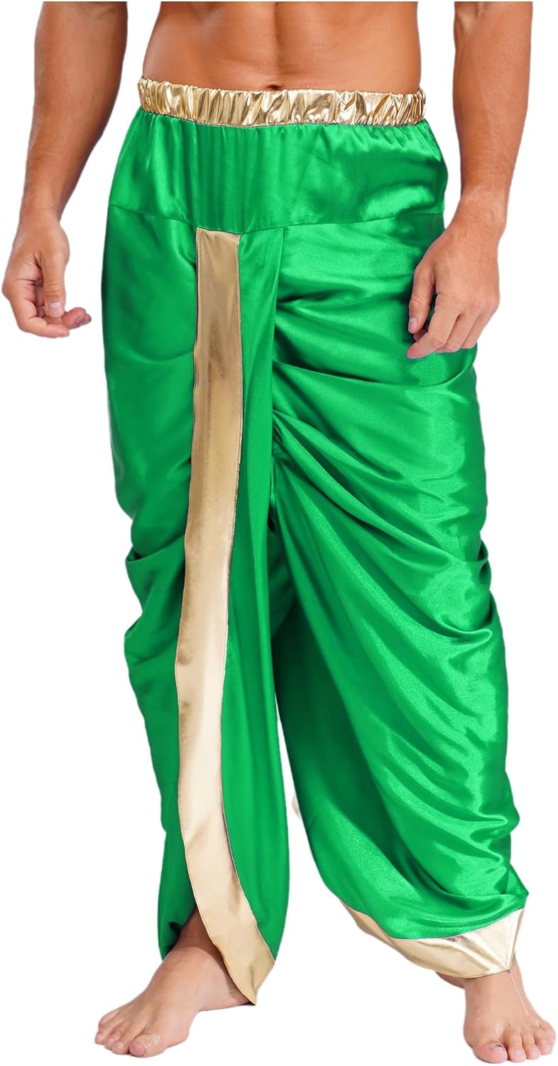 easyforever Adult Mens India Costume Readymade Dhoti Waistband Harem Pants Ruched Dhoti Trousers