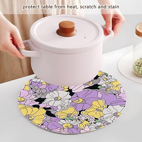 Miniatura 5 de Black Purple Green Pink Daisy Heat Resistant Pan Mat Trivet Tripod for Hot Dishes Absorb Water Pot Holder for Cooking Pot Halloween Decor Camper