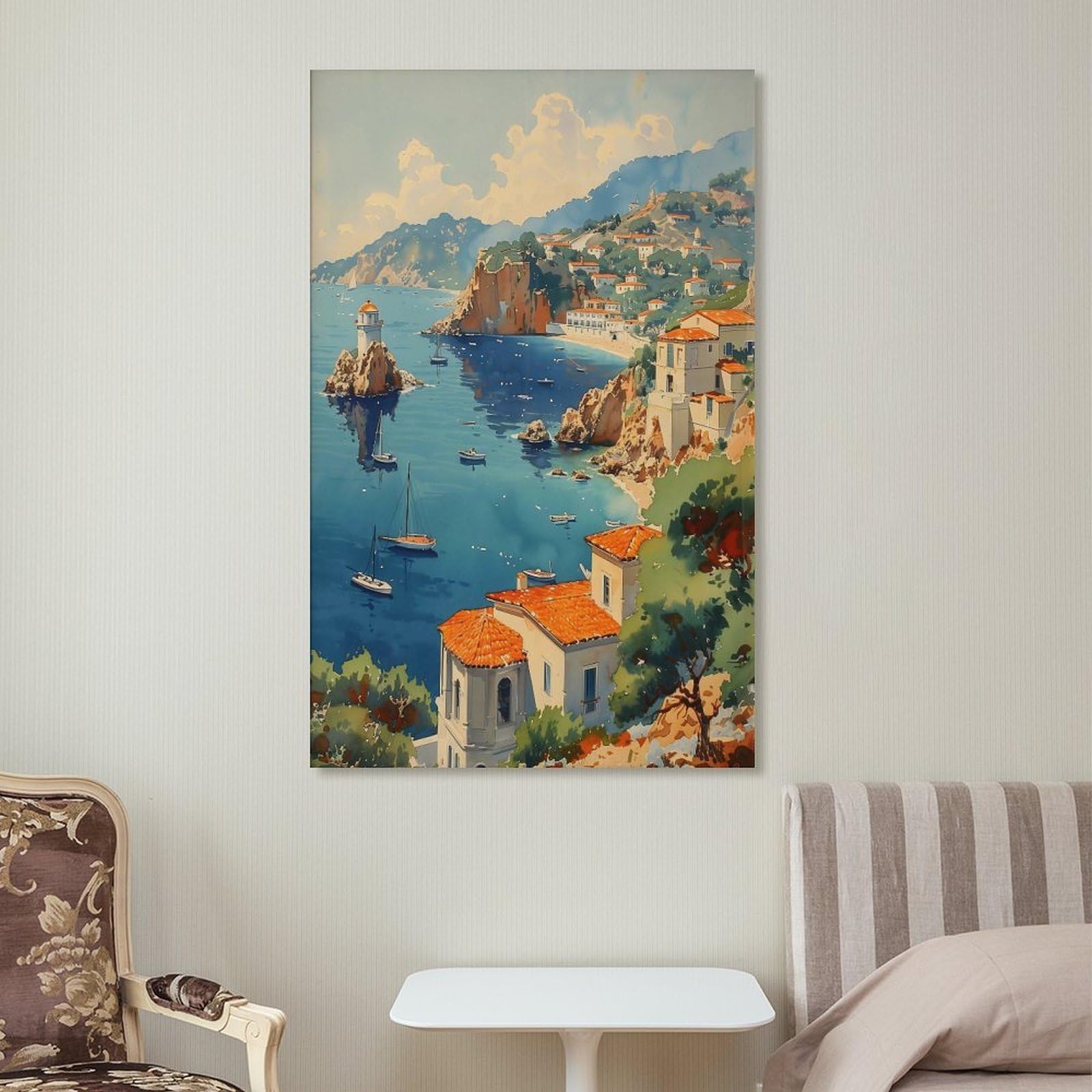 Catalina Island Aquarellgemälde, Reiseposter, Wandkunst, Heimdekoration, Kalifornien, Geschenk, Kunstliebhaber, Kunstdruck, ungerahmt, 60 x 90 cm