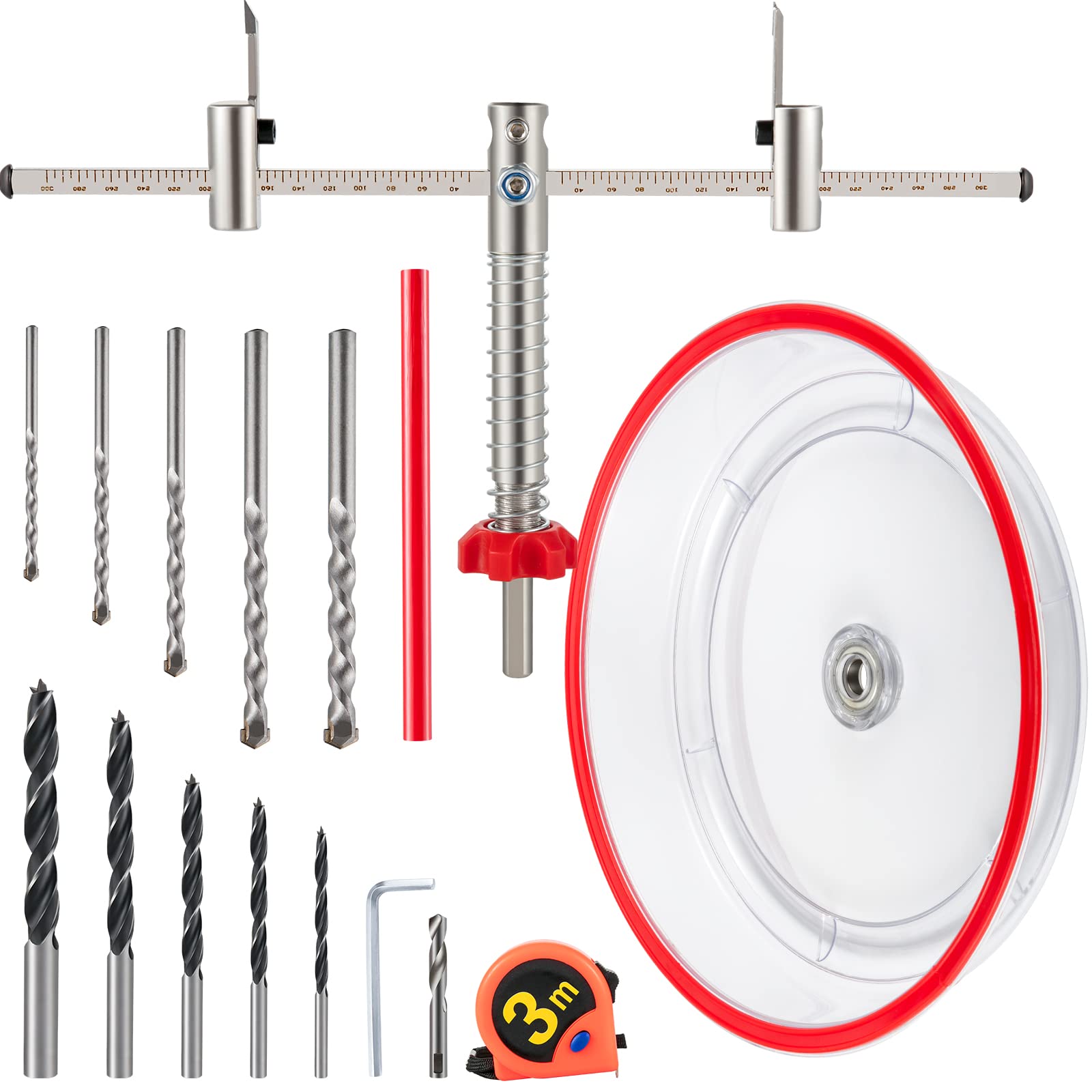 VEVOR Cortador de Sierra Perforadora Agujeros Redondos Diámetro Ajustable 40-200 mm Acero con Recoge Polvo