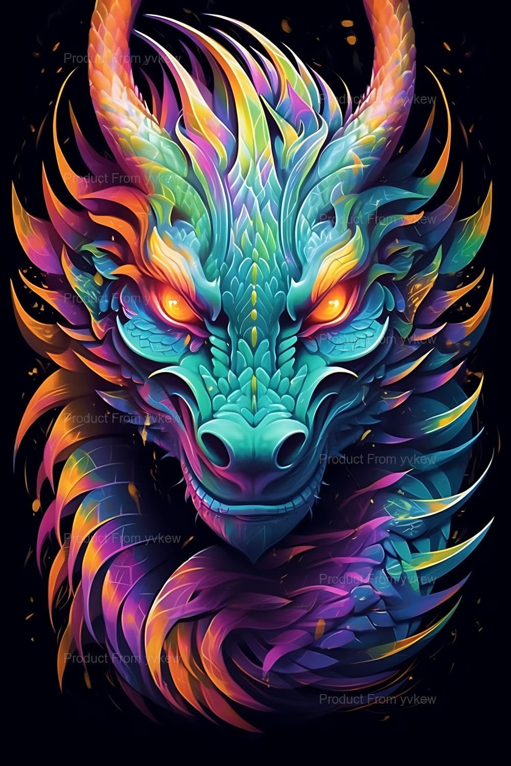 Amazon.co.jp: yvkew ドラゴンとカラフルなダイヤモンドペインティング