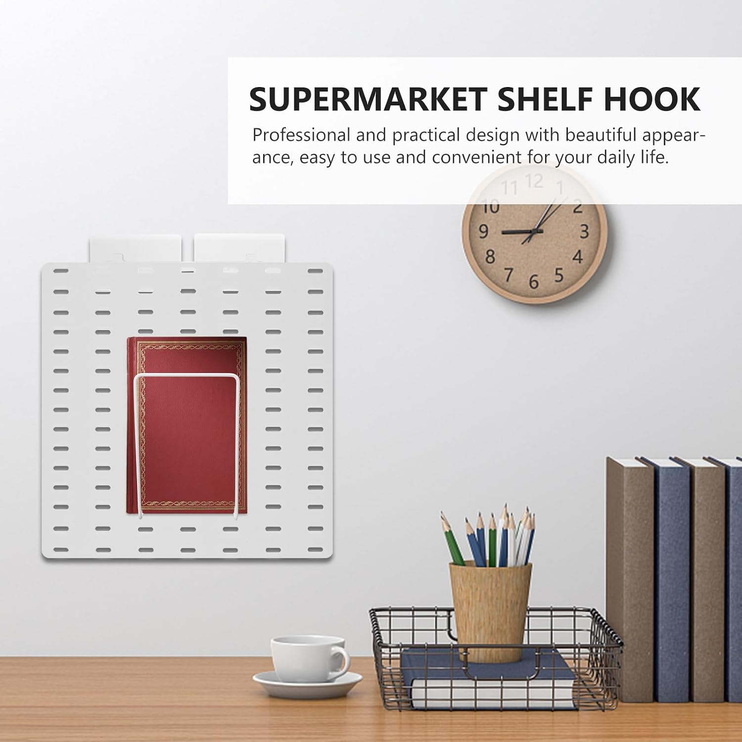 TIDTALEO Pegboard Storage Shelf White Iron Wall-Mounted Organizer Shelf | Large Capacity Storage, Kitchen Bedroom Use, Simple Style Display Piece