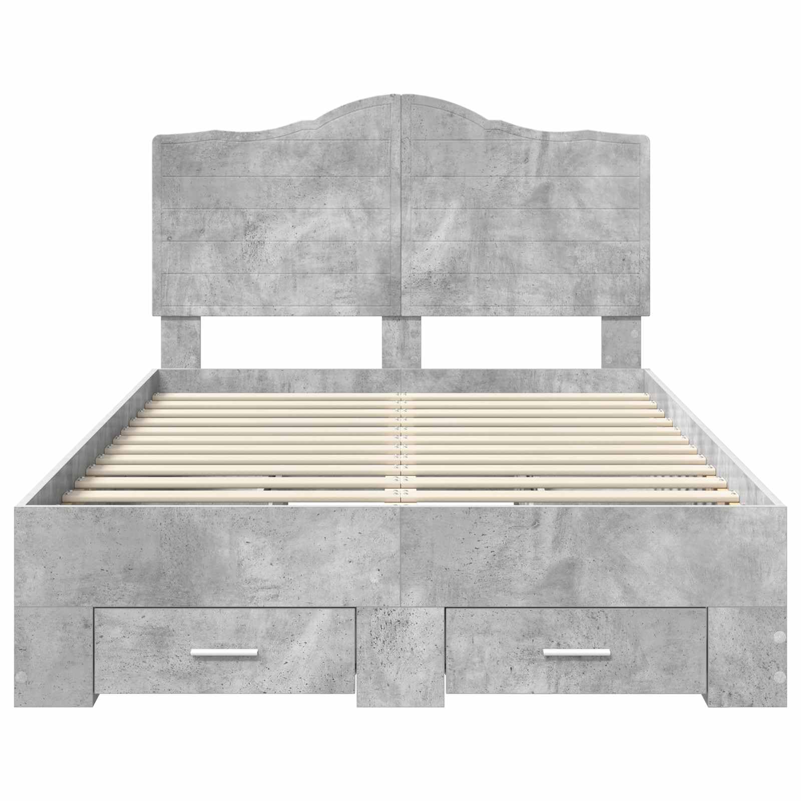 Cadre de lit avec tiroirs - Gris béton - 120 x 200 cm - En bois - Rangement moderne - Cadre de lit pour chambre à coucher