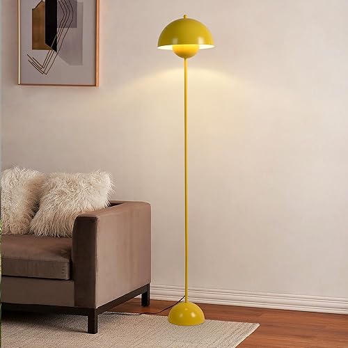 Miniatura 9 de SUNLLOK Lámpara de pie negra para sala de estar, pantalla industrial de cúpula de metal con interruptor de pie, moderna lámpara de pie de lectura