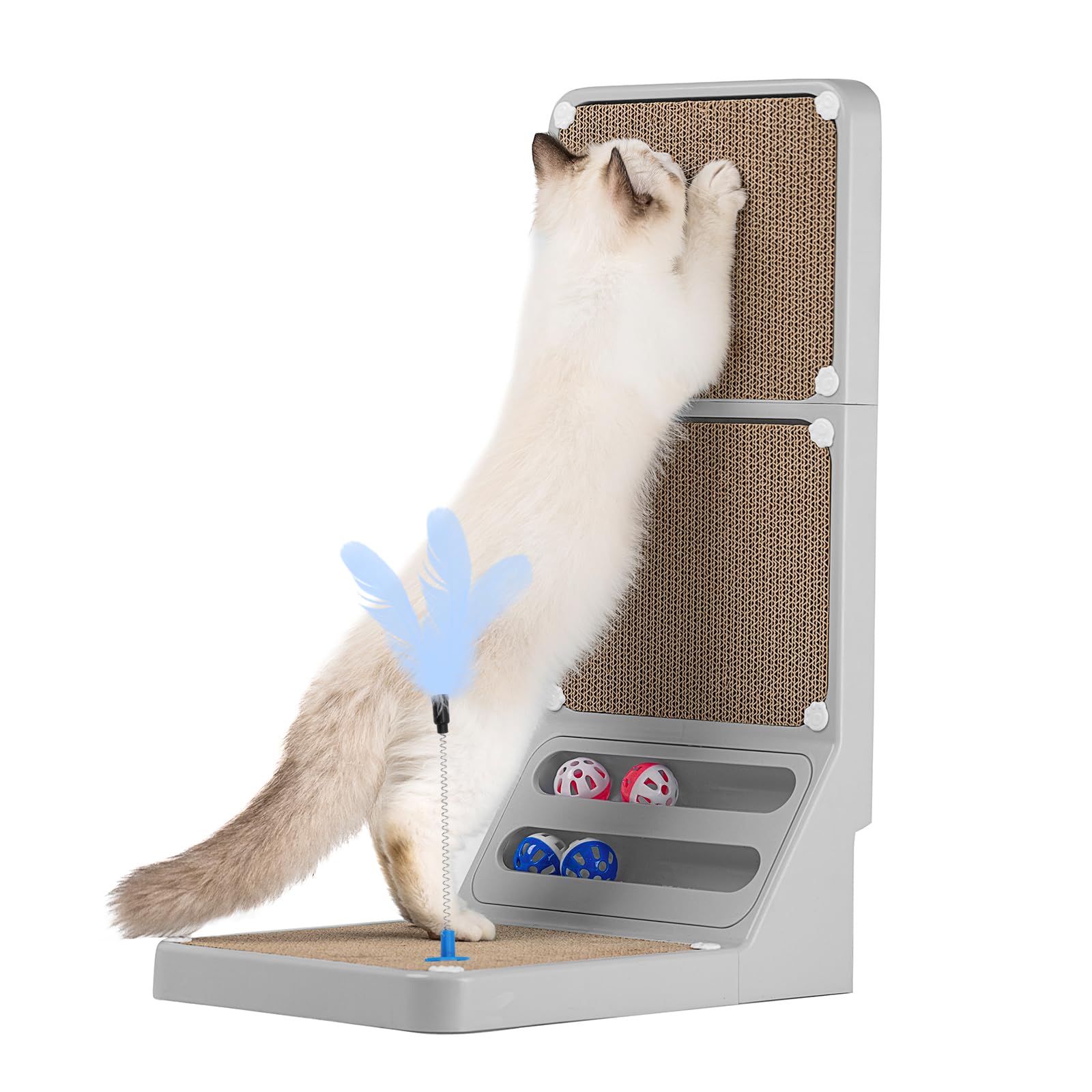 Griffoir pour chat en L LALAKATS structure stable patins gris