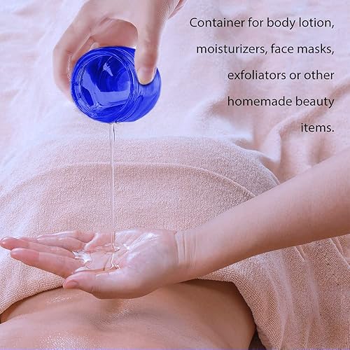 Miniatura 6 de Bumobum Tarros de vidrio de 2 onzas con tapas, paquete de 48 recipientes pequeños redondos azules con tapas negras, etiquetas en blanco