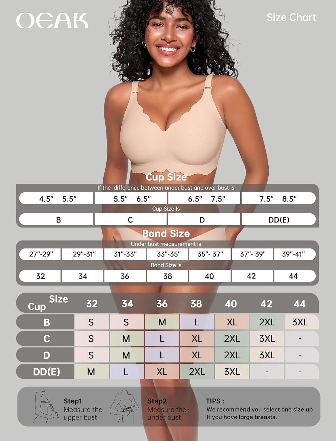 OEAK Women Bras No Underwire Scalloped Push Up Buttery Soft Tshirt Bra Seamless Full Coverage Convertible Everyday Bra - Image 2