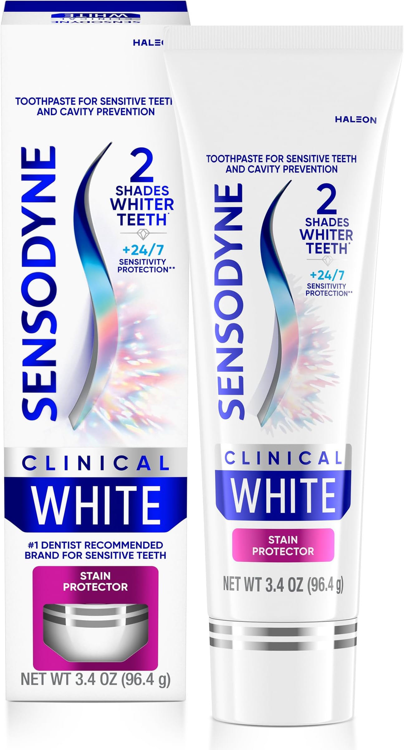 Clinical White Toothpaste Clinically Proven Whitening for Sensitive Teeth, Stain Protector, 3.4 oz