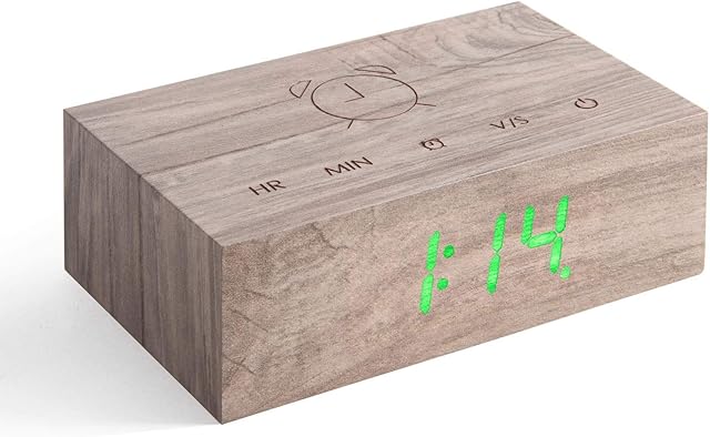 Gingko Design G003A12 Alarm Clock, Wood, Ash, One size
