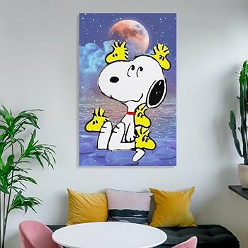 Amazon.co.jp: 星空 Snoopy スヌーピー 油絵 絵画 インテリア