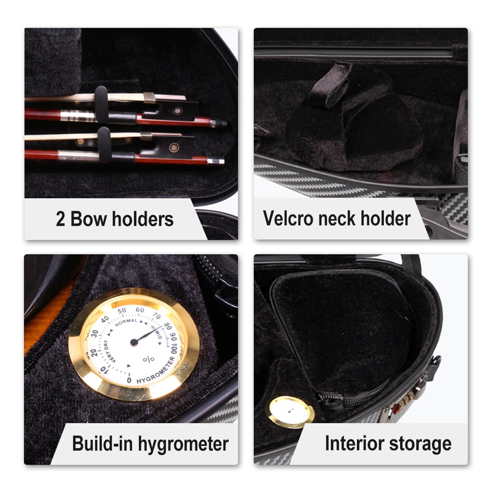 Custodia Per Violino Portatile Leggera In Fibra Di Carbonio, Tracolla A Forma Di D Con Chiusura A Combinazione Ultraleggera Resistente Alla Compressione Custodia professionale per violino