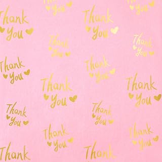 30 Sheets Large Size Gold Thank You Tissue Paper Bulk,20" x 28",Thank You Tissue Paper for Packaging,Gift Bags,Gift Wrapping Tissue Paper for Graduation,Birthday,Party,Thanksgiving (Pink)