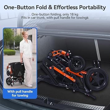 Ultra Lightweight Electric Wheelchair for Adults, Compact Folding Powerchair Made from Magnesium Alloy, Weighing 18.3 kg, Suitable for Travel and Transit, Supplied and Airline Approved