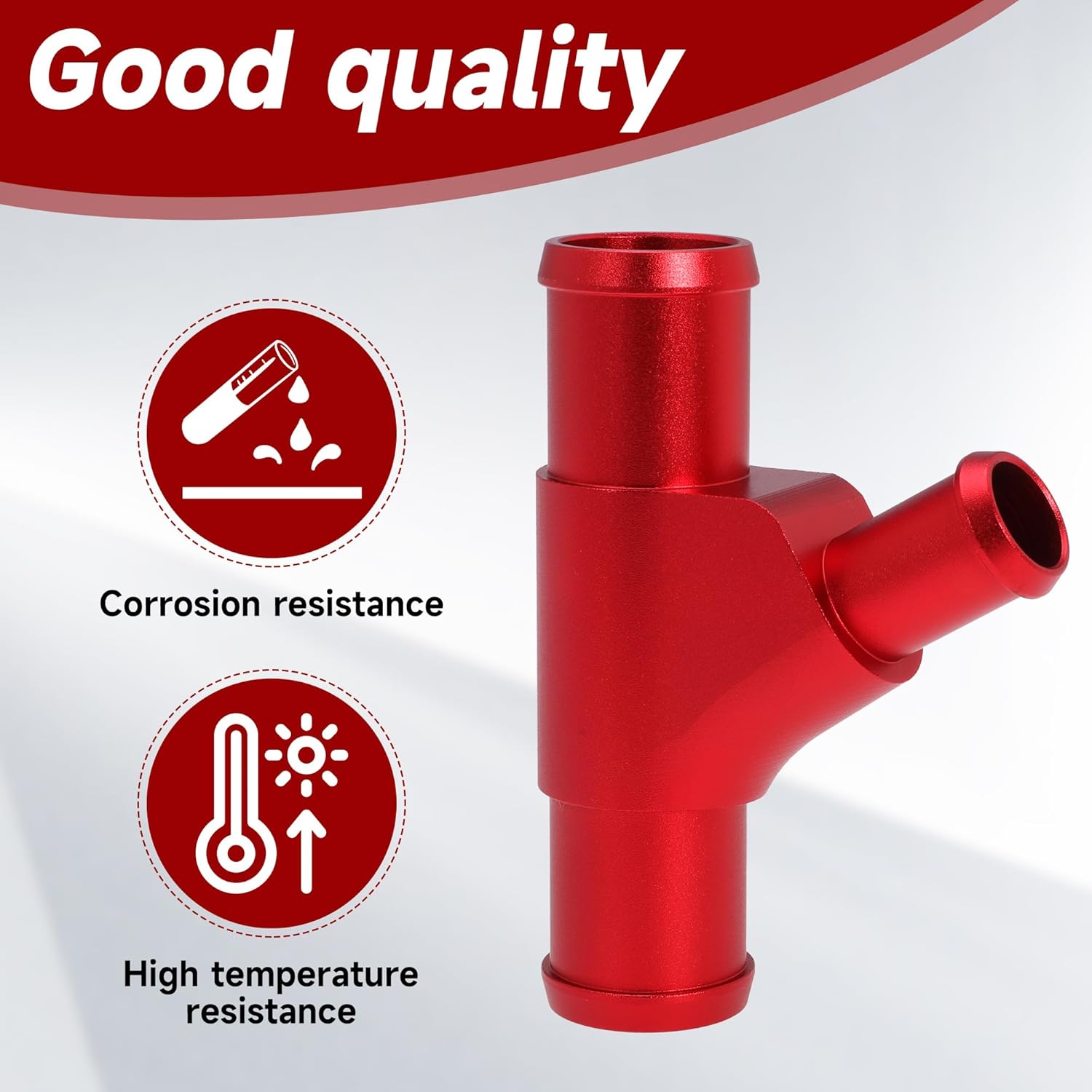 Radiator Coolant Y Tube, Coolant Hose Junction Connector Pipe for Super Duty F250 F350 F450 F550 6.0L 2003-2007 for E350 E450 6.0L 2003-2010 for Excursion 6.0L 2003-2005 (Red)