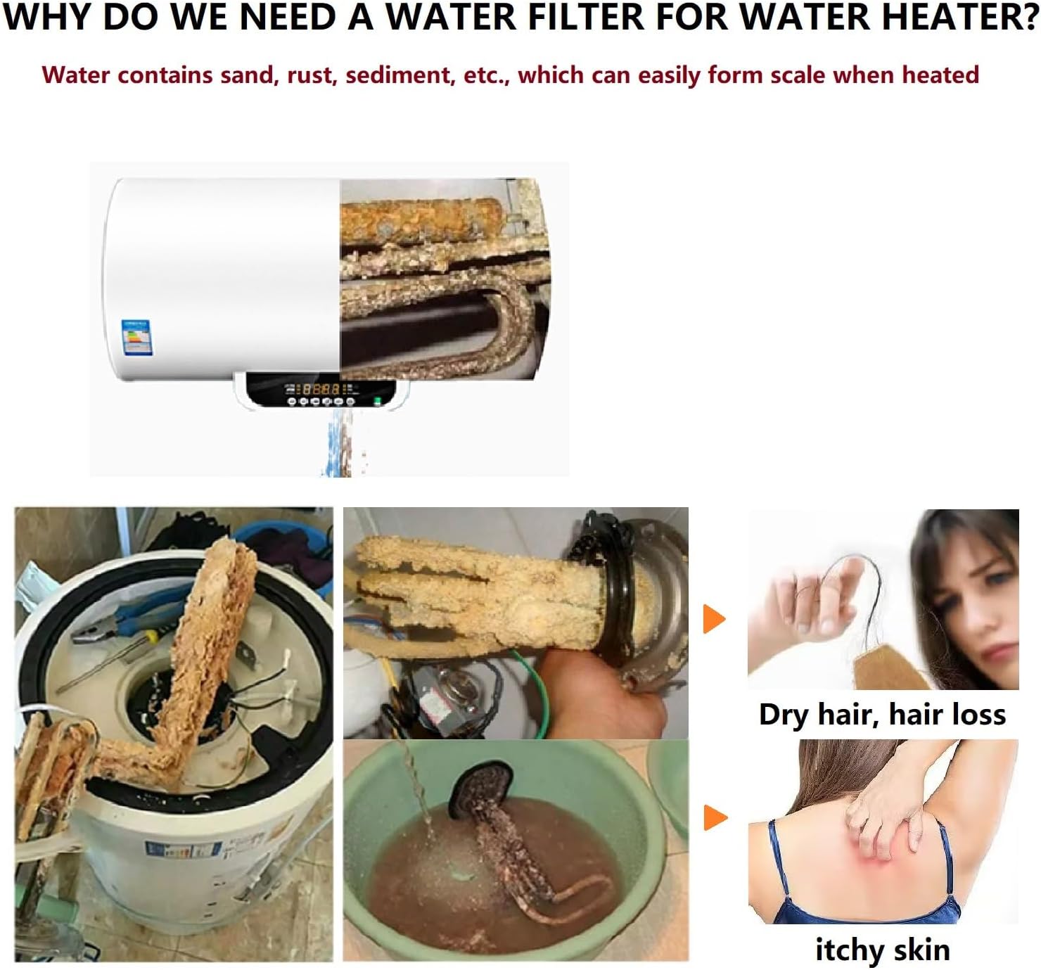 DR02 Reusable Brass Sediment Filter, 40 Micron Washer Water Filter, For Washing Machine, Garden, Heater, RV, Protecting Appliances, Reduces Clothes Yellowing, Anti Scale Shower Filter