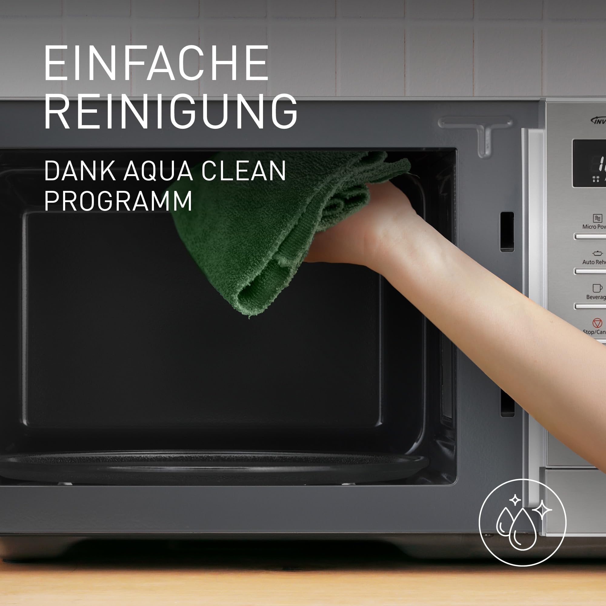 Panasonic NN-SD37QSEPG Solo-Mikrowellenofen, 29 l, 1000 W, automatisches Auftauen, 11 automatische Programme, Timer, Silber & Edelstahl