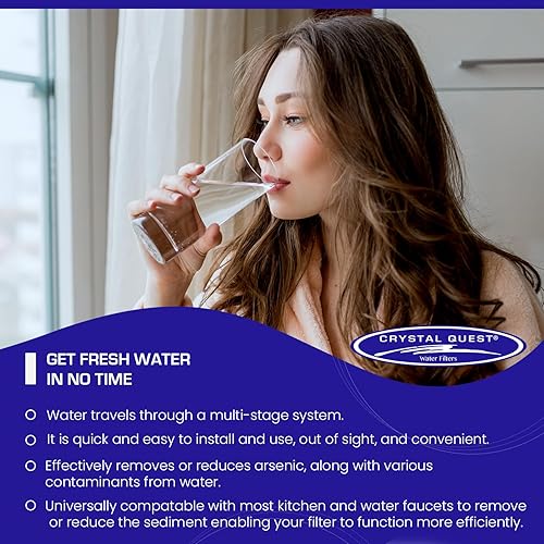 Miniatura 3 de Crystal Quest Filtro de agua de arsénico doble debajo del fregadero, filtración multietapa para cloro y contaminantes, alta capacidad de 10,000