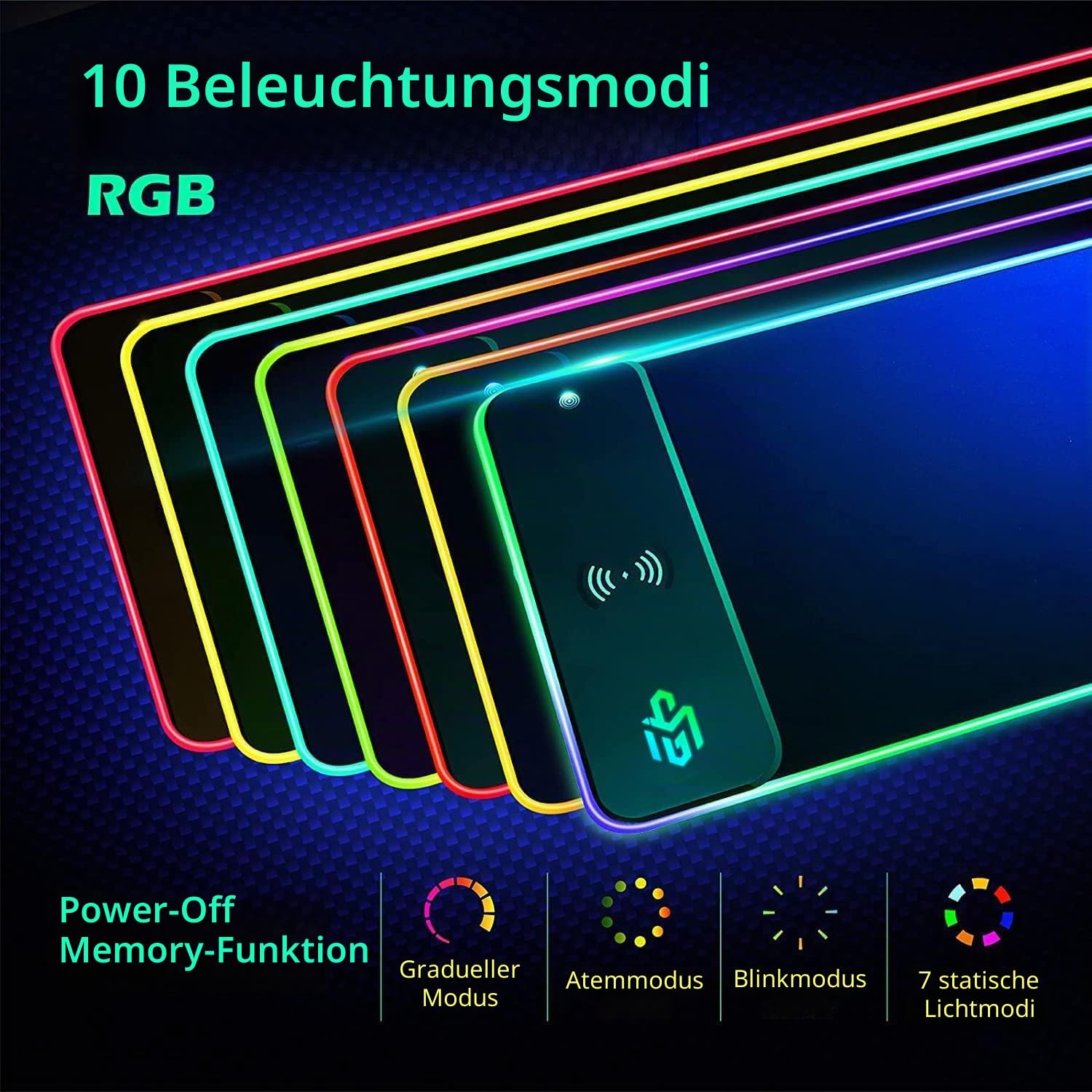 GIM 15W RGB Gaming Mauspad mit Qi-Kabelladung, 800x300mm XL