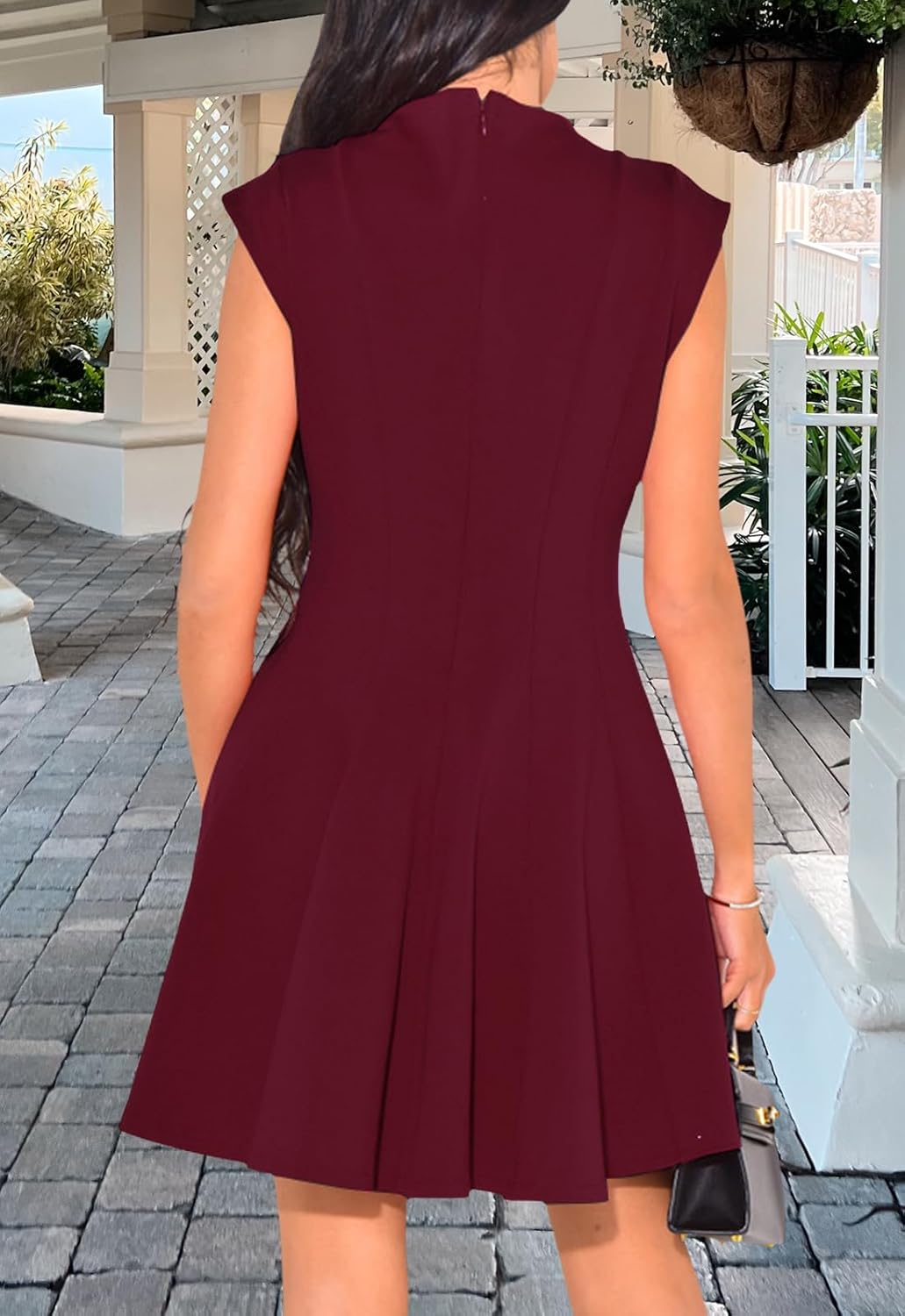 Women's Casual Sleeveless Round Neck Mini Dresses Summer Ruched A-Line Dresses - Image 6