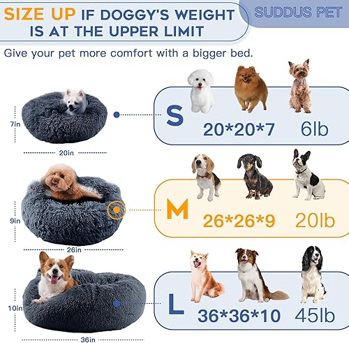 Miniatura 2 de suddus Cama para perros antiansiedad con manta adjunta, camas con capucha para perros medianos, cama redonda suave y esponjosa con forma de dona,