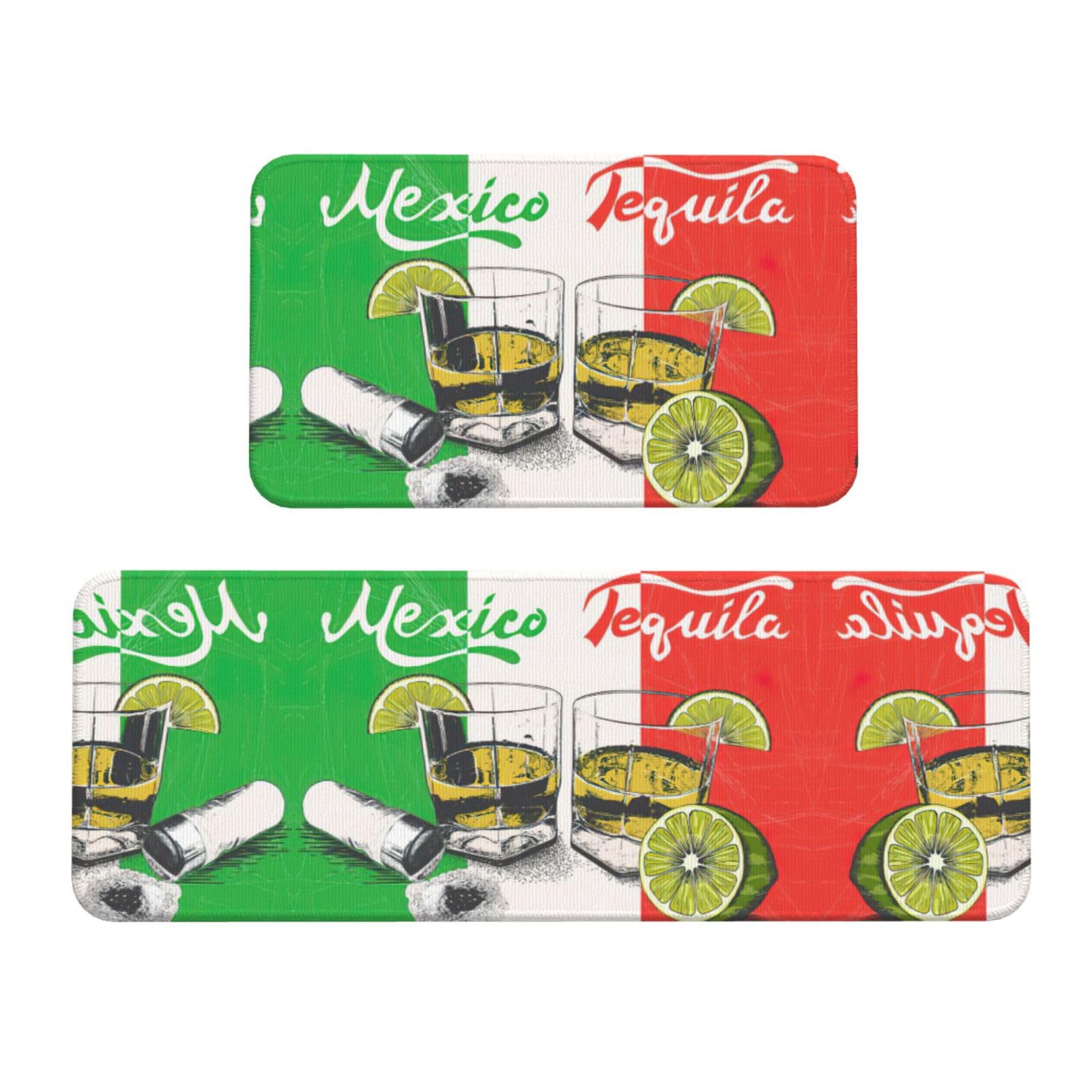 Tapetes de cocina antideslizantes EdWal con diseño de México y tequila, juego de 2