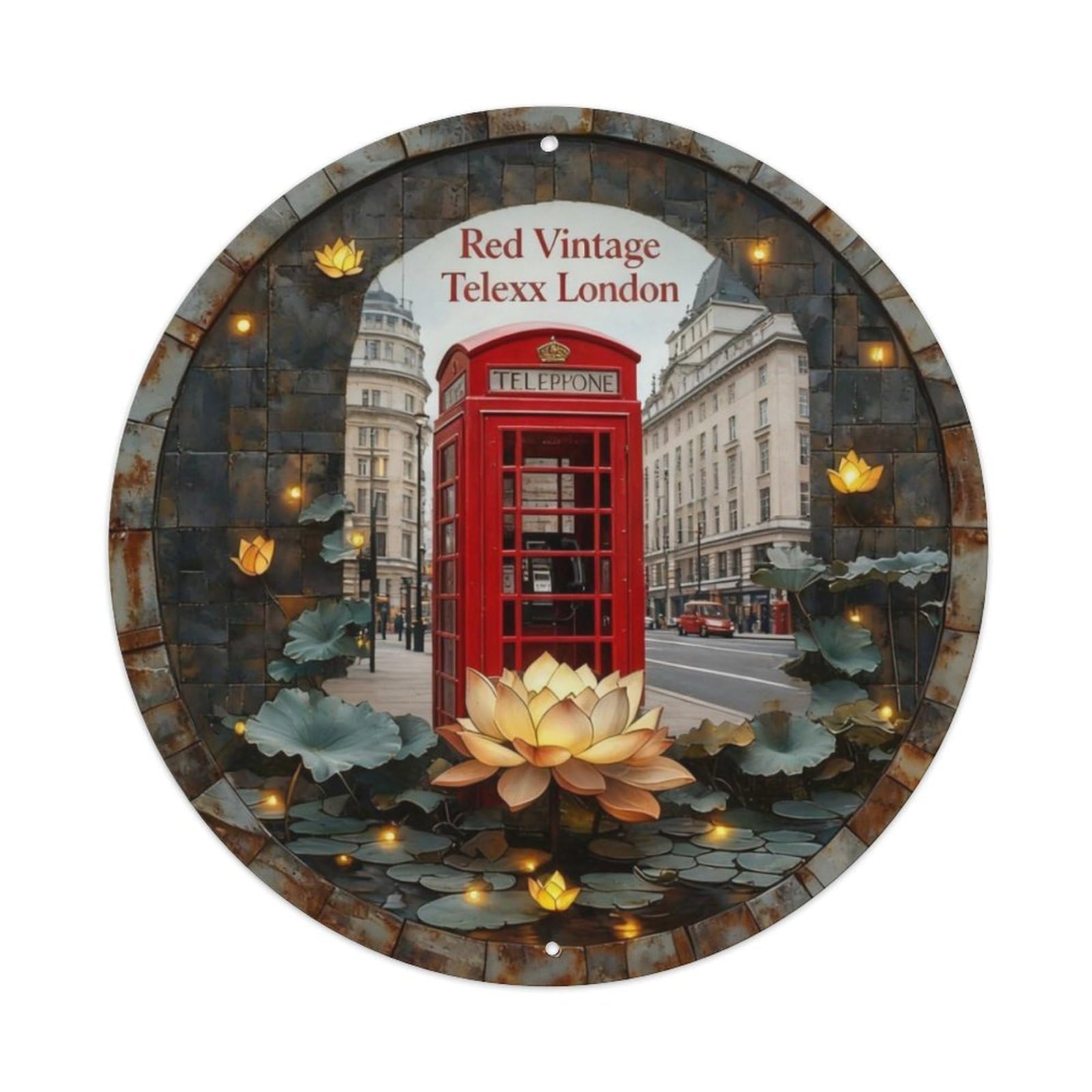Red Vintage Telephone Booth London Metal Tin Sign Plaque