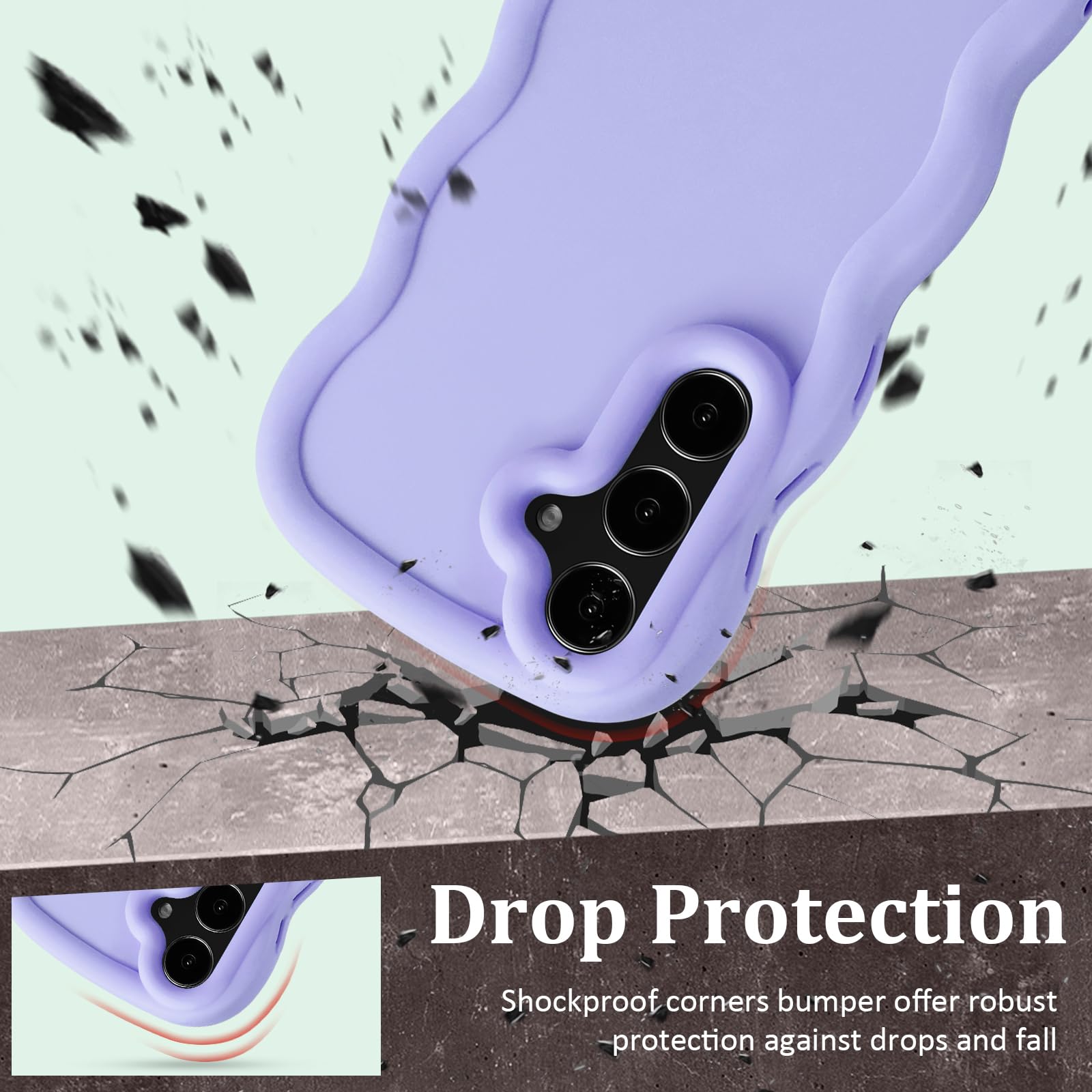 Wave - Funda para Samsung Galaxy S25 5G (6.2 pulgadas), bonito marco ondulado rizado de TPU para niñas y mujeres, suave al tacto sedoso, a prueba de golpes, funda protectora antigolpes