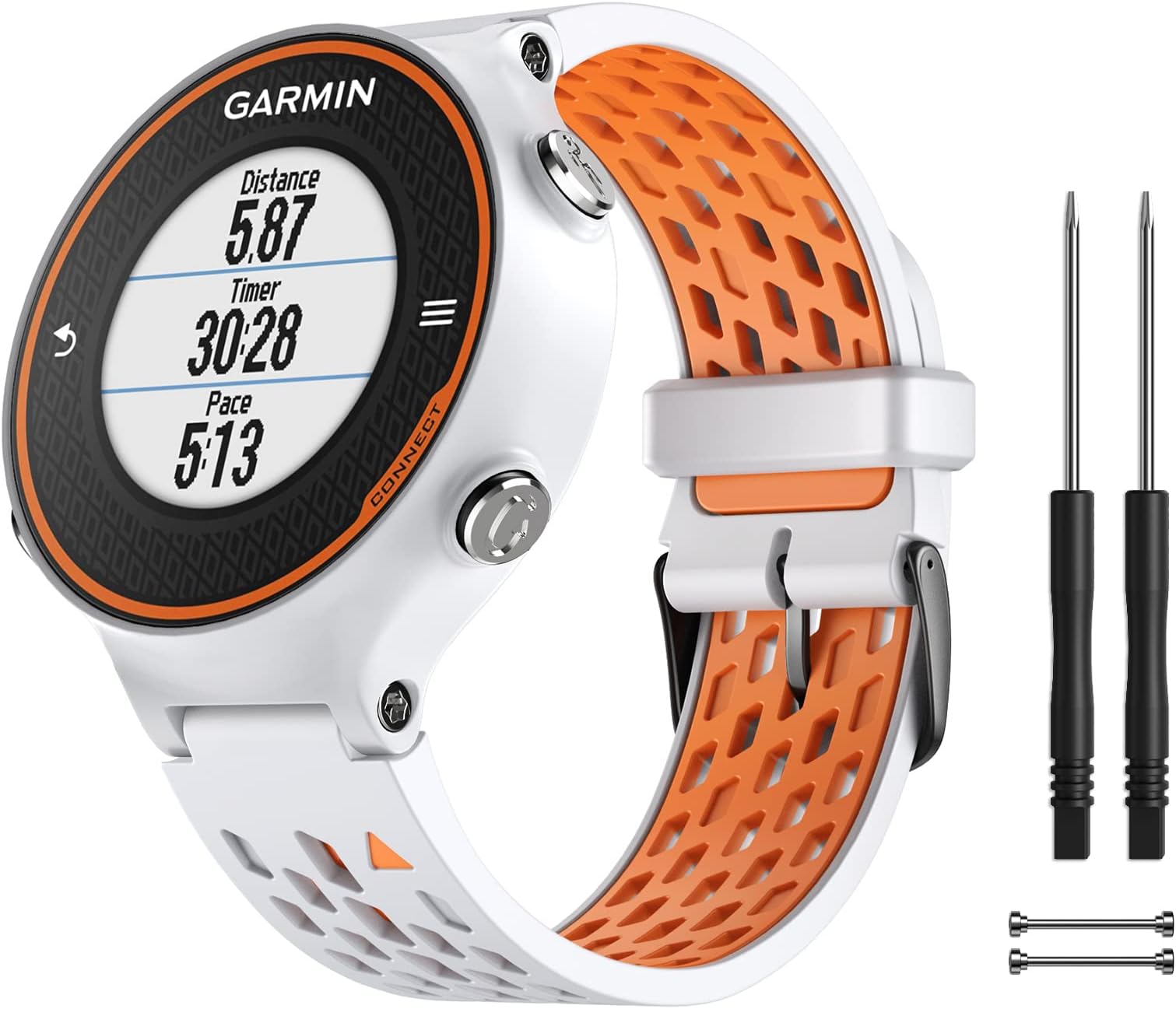 Watch Bands Compatible for Garmin Forerunner 620/735XT/220/235/230/630/Approach S6 Golf, Two-in-One Color Soft Silicone Strap Replacement for Garmin Watch Accessories