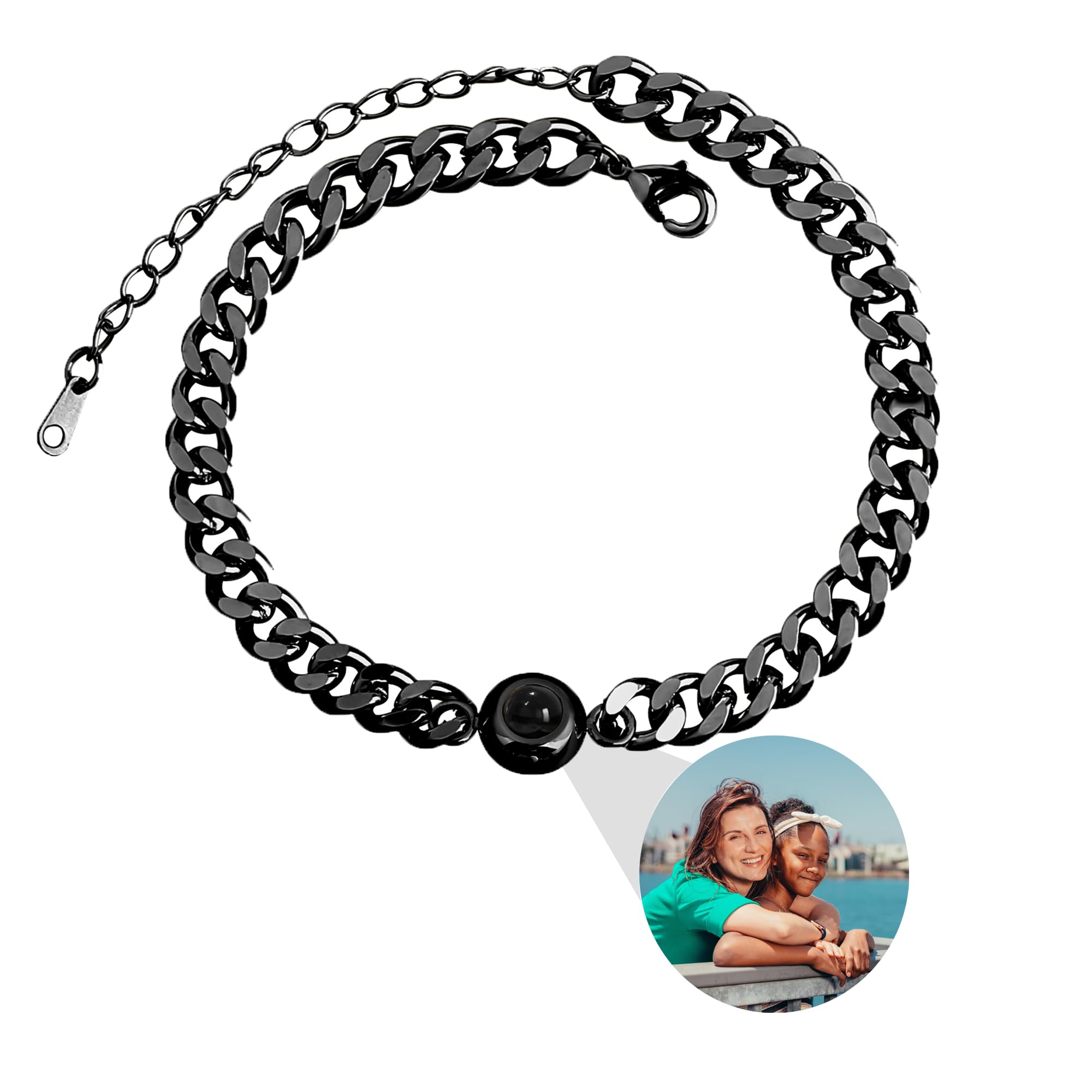CustomPulsera con foto personalizada para hombre, Pulsera con foto personalizada Cadena cubana con fotos dentro Pulsera con foto personalizada para pareja