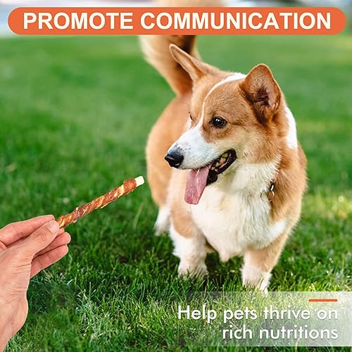 Miniatura 6 de MON2SUN Golosinas de cuero crudo envueltas en pato de 5 pulgadas para cachorros y perros pequeños, promueve la salud dental, aperitivos para perros,