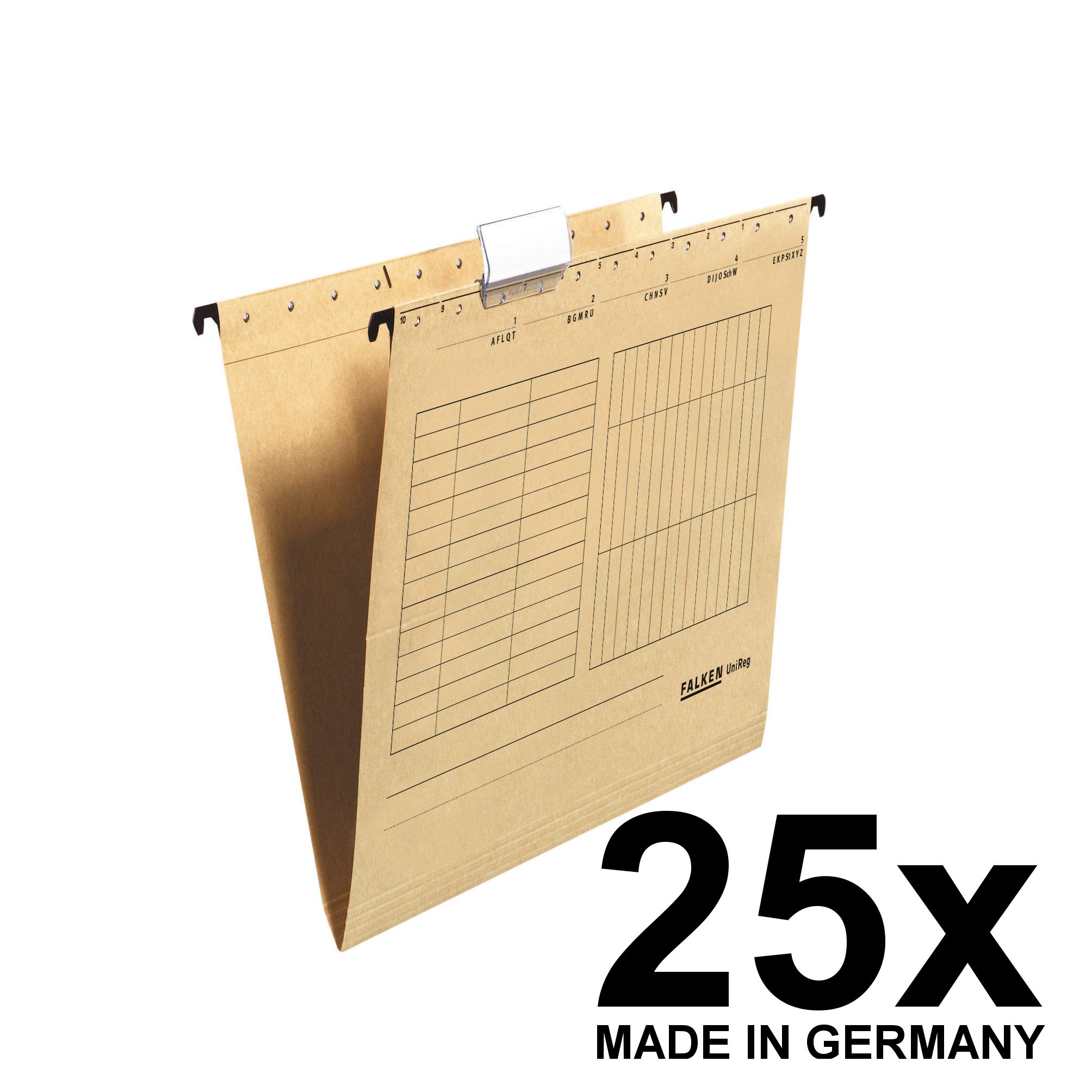 Original Falken 25er Pack Hängemappe UniReg & helit H6110092 - Hängeregistraturgestell, extra stabil, stapelbar, schwarz/rot, DIN A4