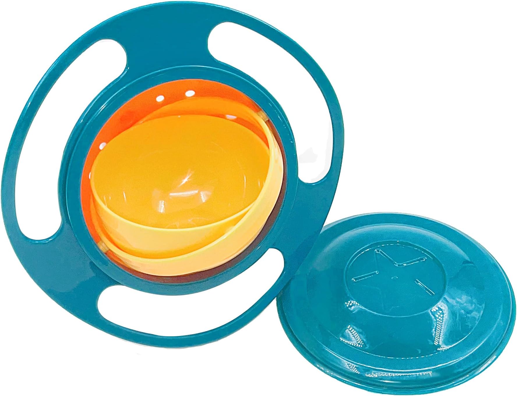 Magic Gyro Bowl 360 Degree Rotating for Kids, Non-Spill Rotating Snack bowl with Lid, BPA Free Plastic, Dishwasher Safe (Green), Small